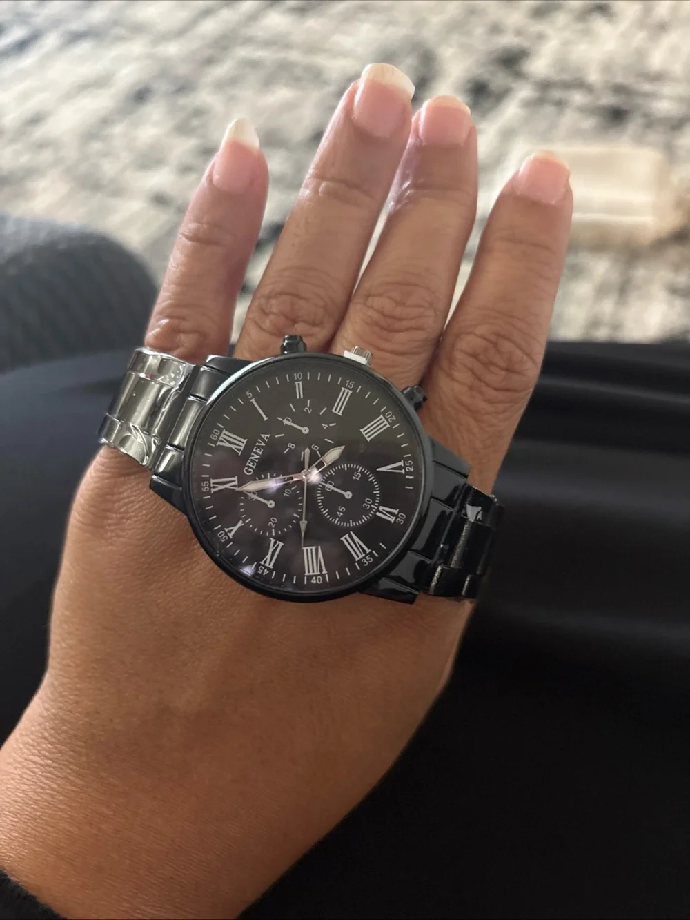 Geneva Black Stainless Style Watch with Roman Dial